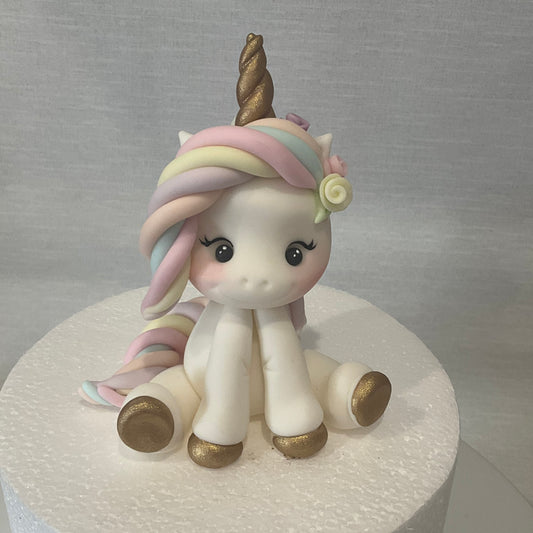 Handmade edible unicorn cake toppers