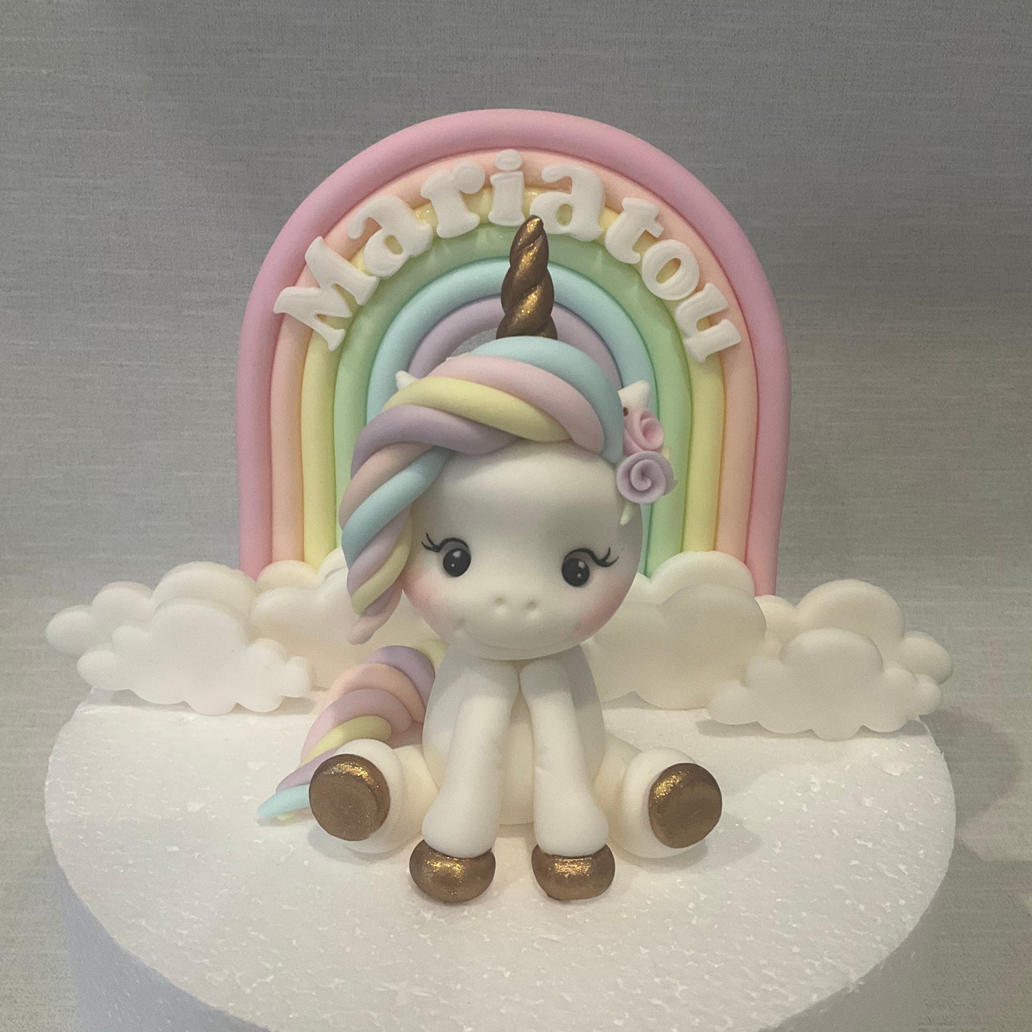 Handmade edible unicorn & rainbow cake topper