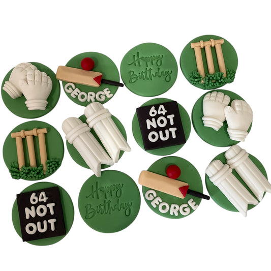 Edible cricket theme cupcake toppers